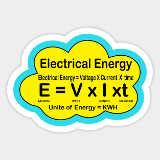 ELectrical Power Electrical Energy Explanation and formula for engineering Students and electricians Sticker